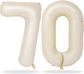 Beige Number 70 Birthday Balloons, 40 Inch Large Cream Foil Number 7 and 0 by Lingqiang