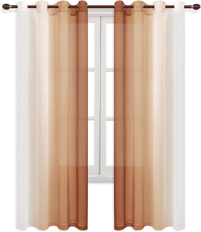 DWCN Fall Faux Linen Ombre Sheer Curtains - Image 8