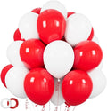 100pcs Red and White Balloons 12 Inch Thickened Latex Red White Balloons by ASIYUHY