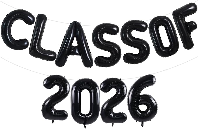 TONIFUL Black Class of 2026 Graduation Balloon Banners Foil Balloons by TONIFUL