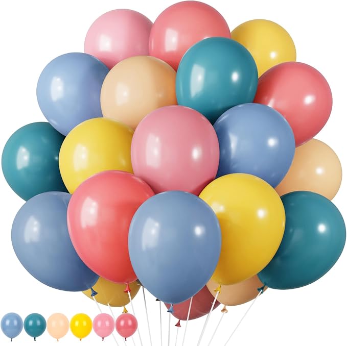 RUBFAC Colorful Balloons Boho Rainbow Party Balloon 65pcs 12 Inches Assorted by RUBFAC