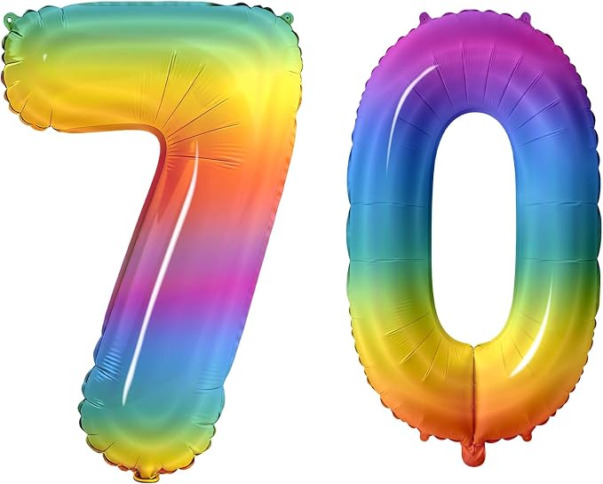 Number 70 Balloons for 70th Birthday Party Decorations, 0-100 Large No.70 by Joycard