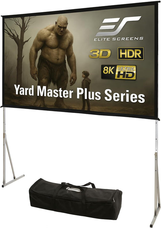 Elite Screens Yard Master Plus, 200-INCH 16:9 Height Setting Adjustable Portable Projector Screen, 4K HD Outdoor Indoor Movie Theater Front Projection, US Based Company 2-YEAR WARRANTY, OMS200H2PLUS