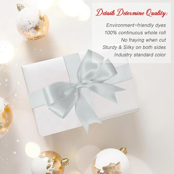Silver Satin Ribbon For Gift Wrapping1 Inch 25 Yards Easter Ribbons For Crafts - Image 4