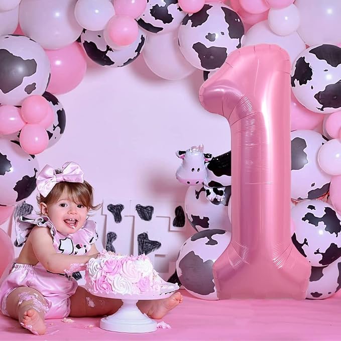 TONIFUL 40 Inch Pink Number 1 Balloons Large Foil 1st Birthday Decorations | - Image 4