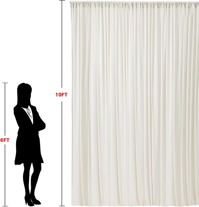 30x10ft Wrinkle Free Ivory Backdrop Curtain - Image 9