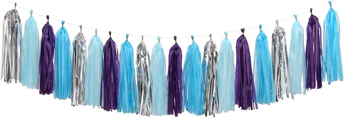 Purple-Blue Silver Frozen Party-Decorations Tassel-Garland -20pcs Winter Girl by Panduola