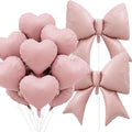 Vuzvuv 17 Pcs Big Pink Bow Pink Heart Helium Float Balloons Set by Vuzvuv
