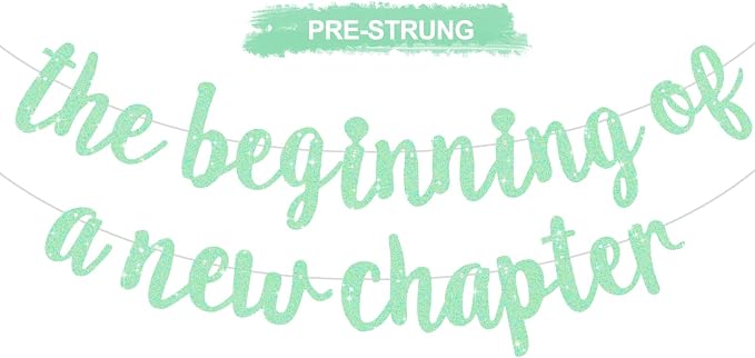 BEISHIDA Light Green Pre-Strung The Beginning of A New Chapter Banner | Glitter by Beishida