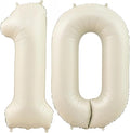 Cream 10 Balloon Number 40 Inch Cream Number 10 Balloon Helium Mylar Balloons by BBPOOL
