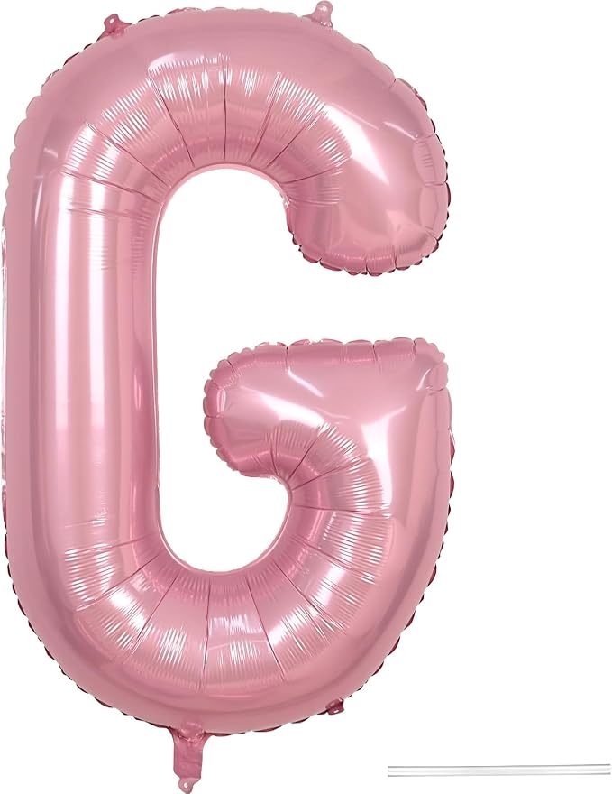 Pink Letter Balloon G, 40 Inch Big Pastel Pink Foil Helium Alphabet G Letter by KYGNE