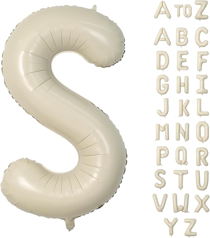Biapian 40 Inch Letter S Balloons, Giant Cream S Foil Balloon, Big Single by BIAPIAN