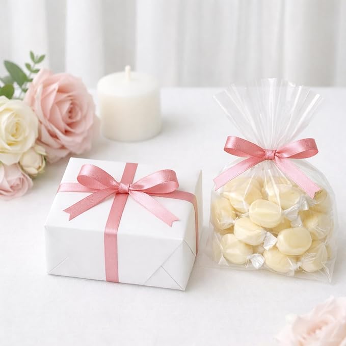KINGLAKE Satin Ribbon for Gift Wrapping Flower Bouquets DIY Crafts Roses Making - Image 4