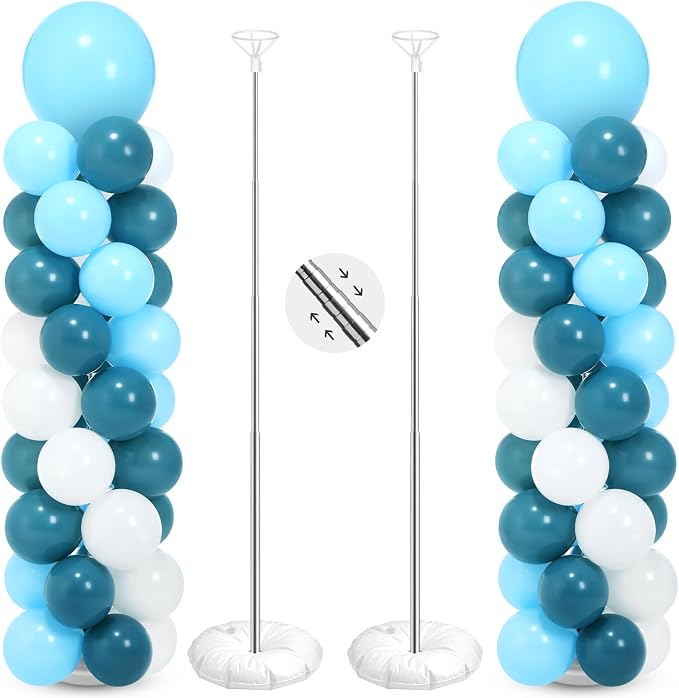 Jenaai 2 Sets 163 Pcs Turquoise Teal Balloons Column Stand Kit Teal Balloons by Jenaai