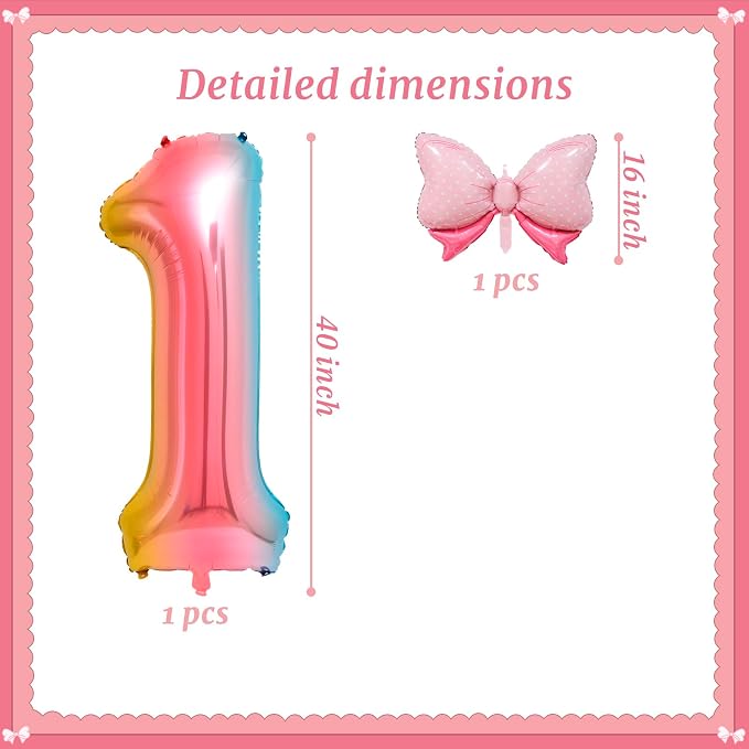 40-Inch Number 1 Gradient Giant Number Balloons And Mini Bow Balloons Foil - Image 2