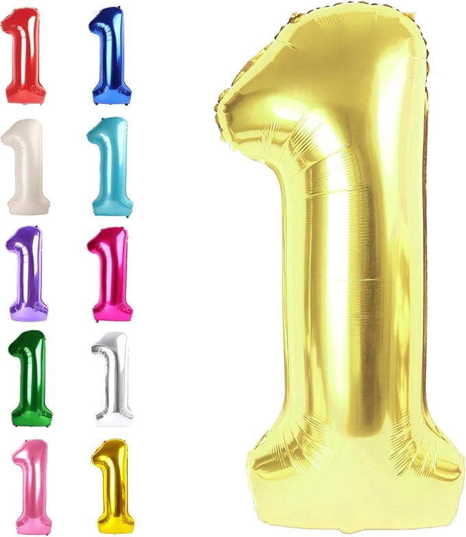 Light Gold Number 1 Balloon 40 inch, Balloon numbers party supplies, deco photo by Upgesy
