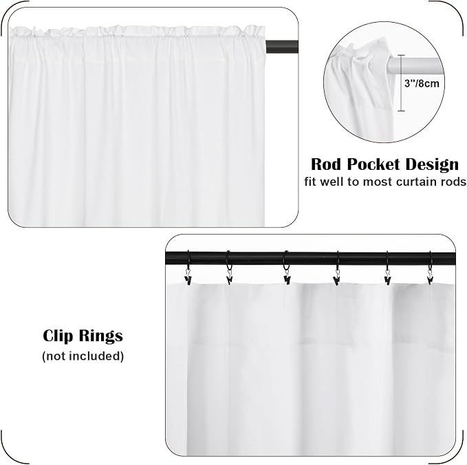 Farmhouse Valance Curtains, Boho Cotton Linen Kitchen Valance, Country Rod - Image 4