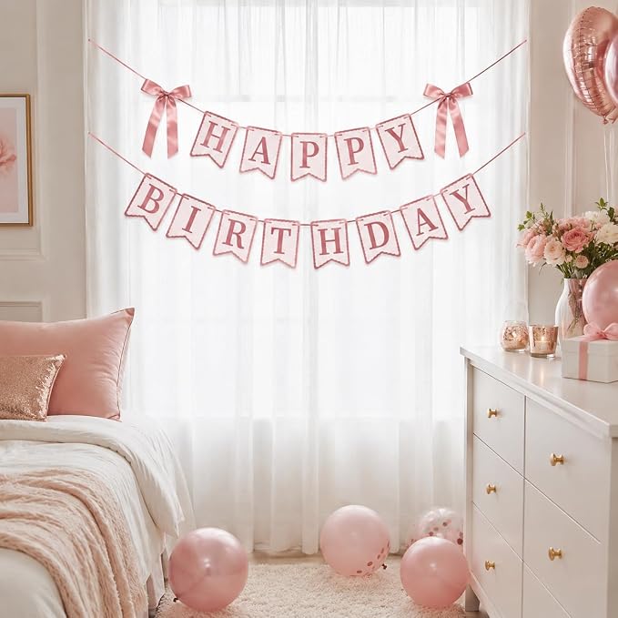 Dusty Rose Happy Birthday Banner - Image 2