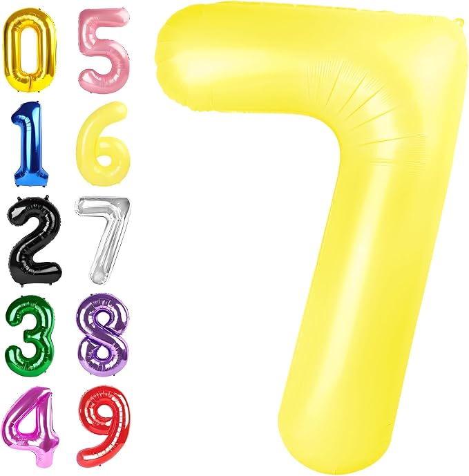 6 Balloon Number 40 Inch for Yellow Birthday Party Decorations | Mix & Match by Argthjy