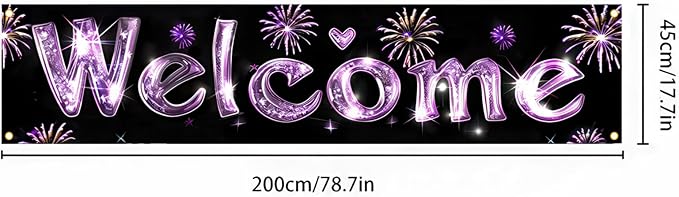 BlissYard Black Glitter Purple Banner Fireworks Love Decor 78 x 17 Inch | - Image 7