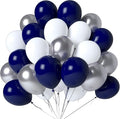 Navy Blue White and Silver Balloons 100 Pack 12 Inch White and Silver Metallic by LYNSP