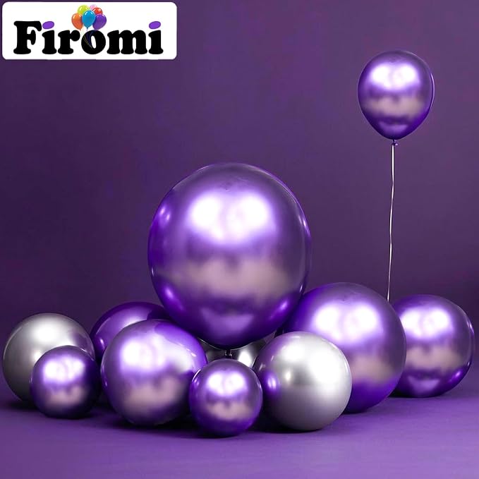 Firomi Metallic Chrome Purple Balloons 18-inch 12 Pack | Large Helium Shiny - Image 3