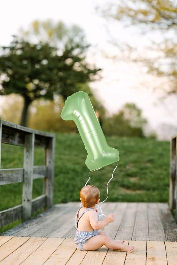 Number 0 Balloon Birthday Decorations, 40In Sage-Green Balloons - Image 6