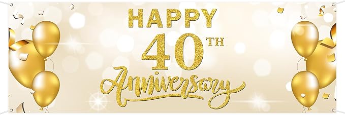 Large Happy 40th Anniversary Banner 40 Wedding Company Retirement Anniversary by WeBenison