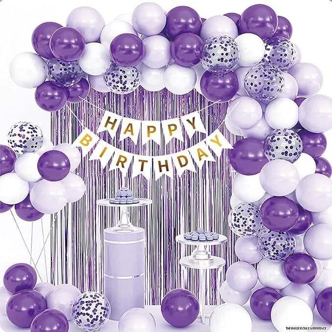 ZHENGYE Purple Birthday Party Decorations Kit Happy Birthday Banner Fringe by ZHENGYE