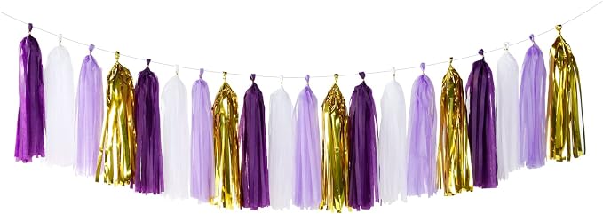 Purple-Gold Party Decoration Tassel Garland by Panduola