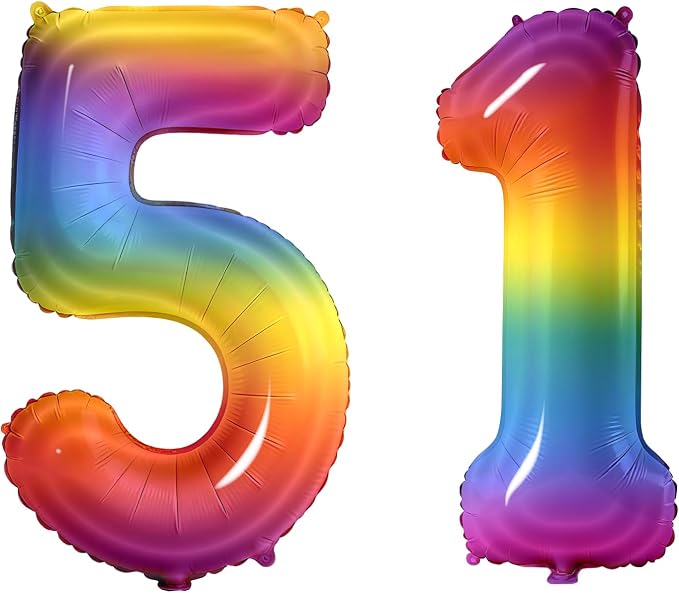 Number 51 Balloons for 51st Birthday Party Decorations, 0-100 Large No.51 by Joycard
