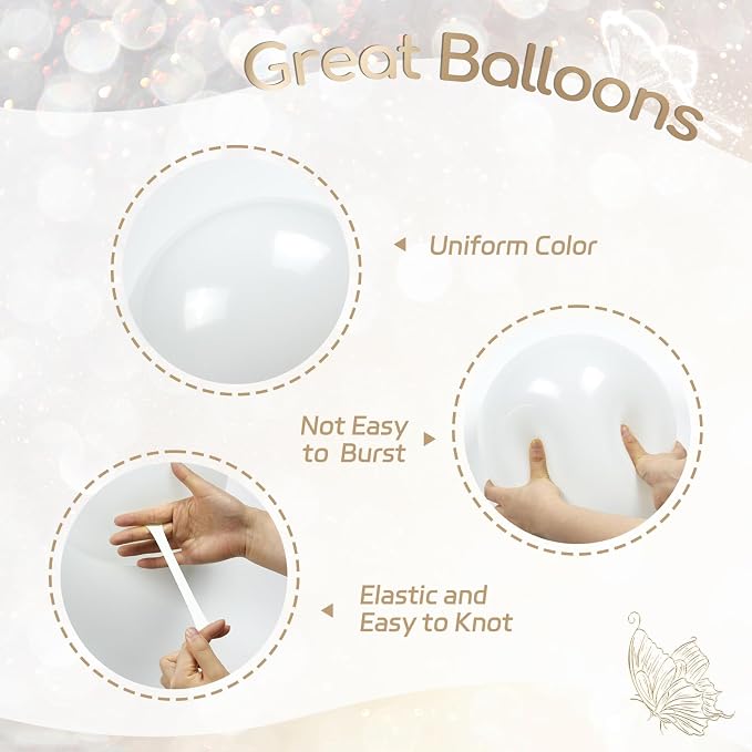 60pcs 12inch Gold and White Balloons - Image 3