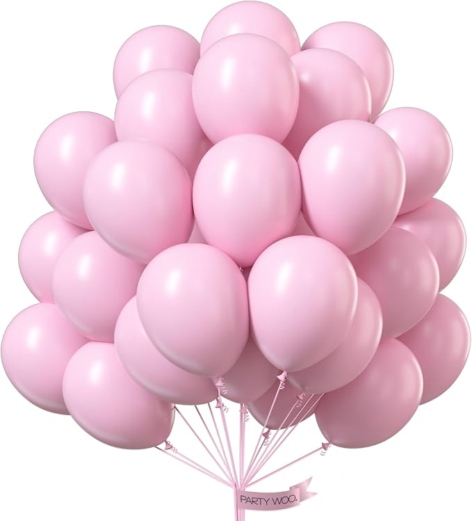 PartyWoo Baby Pink Balloons 101pcs Pastel Pale Light Pink Color | Balloons by PartyWoo