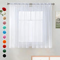 SpaceDresserWhite Kitchen Sheer Valance Curtains 36 Inch, Voile Sheer Cafe by SpaceDresser