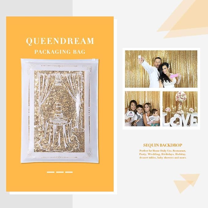 8ft x 8ft Gold Sequin Backdrop Curtain Glitter Photo Booth Backdrop | Sparkly - Image 7