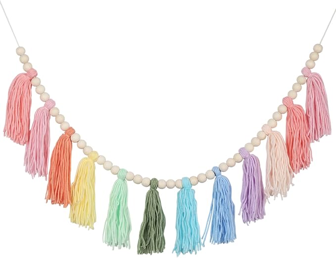 Cotton Tassel Garland Banner Colorful Birthday Decor Party Backdrop Christmas by XMGZQ