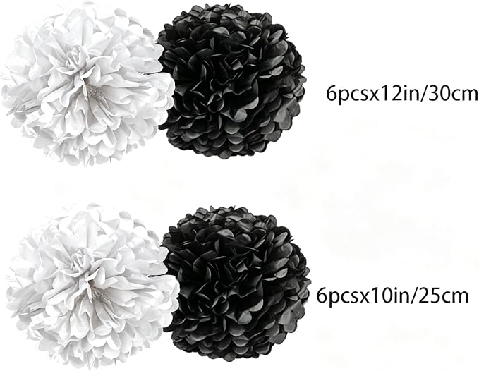 We Moment Black White Paper Pom Poms - Image 2