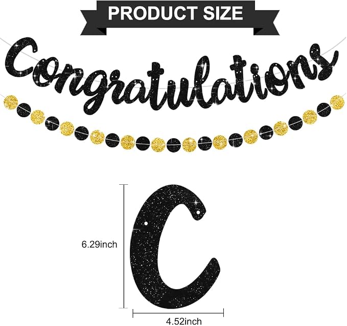BEISHIDA Congratulations Banner Black 2026 Graduation Banners, Grad Congrats - Image 2