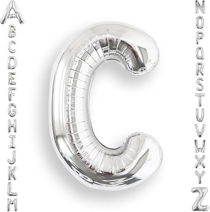 AULE 40 Inch Silver C Balloon Letter Foil A-Z Birthday Big Alphabet | Birthday by AULE