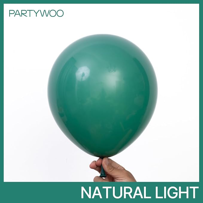 PartyWoo Dark Green Balloons 140pcs Emerald Hunter Forest Green Boho Color | - Image 2