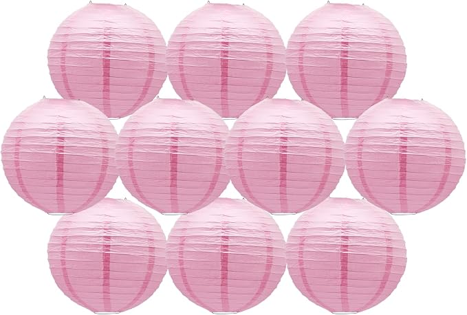 Pink Paper Lanterns Hanging Chinese Round Lanterns by BARTHEW