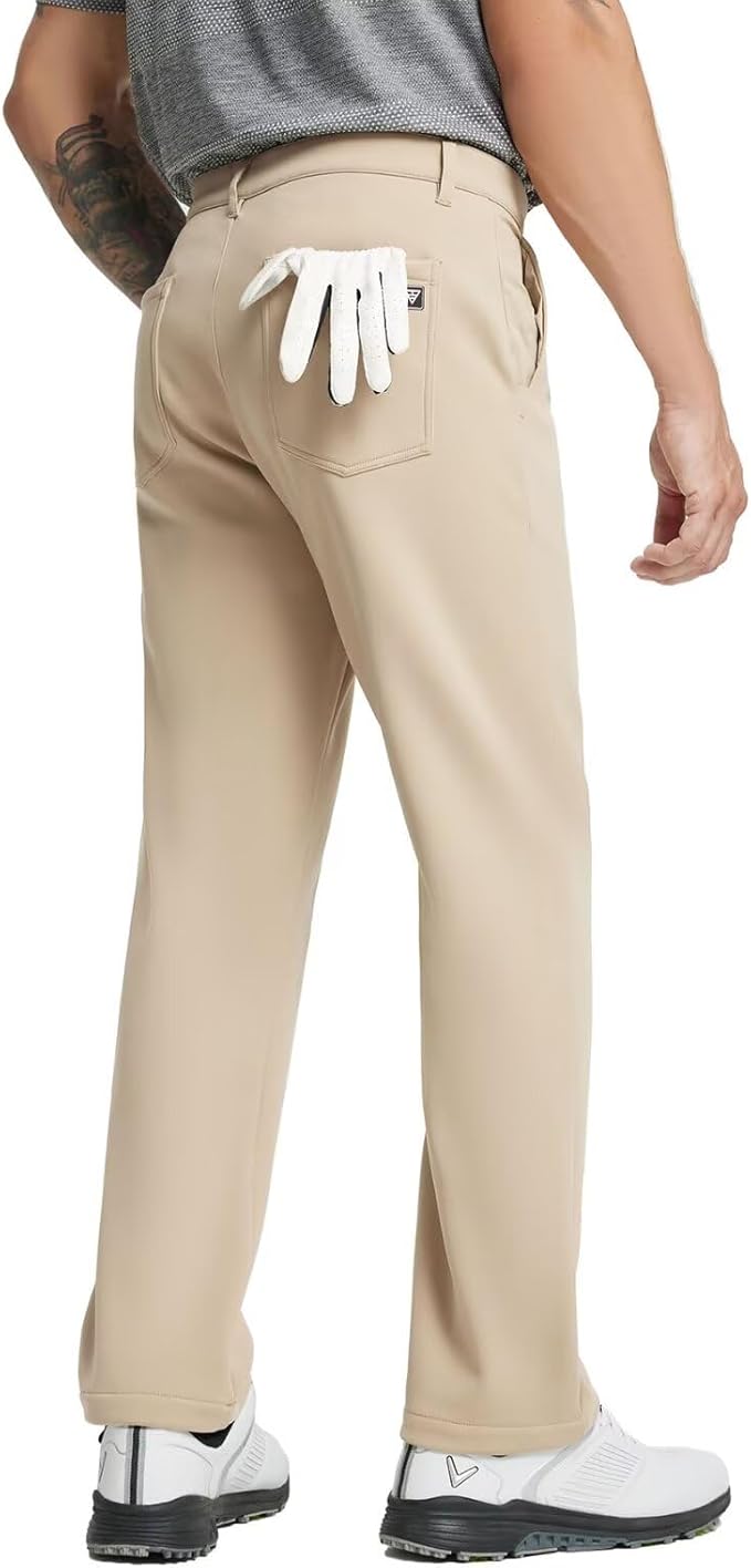 M MAELREG Golf Fleece Lined Pants Men Softshell Water-Resistant Workout Casual Outdoor Hiking Insulated Winter Pants for Men