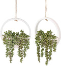2pcs Artificial Succulents Hanging Plants 12.2'' Fake String of Pearls in Pot by FloweroyalCrafts