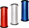 Plain Blue White and Red Ribbon, 3/16 inch x 300 Yard Curling Ribbon by PendantofLuck