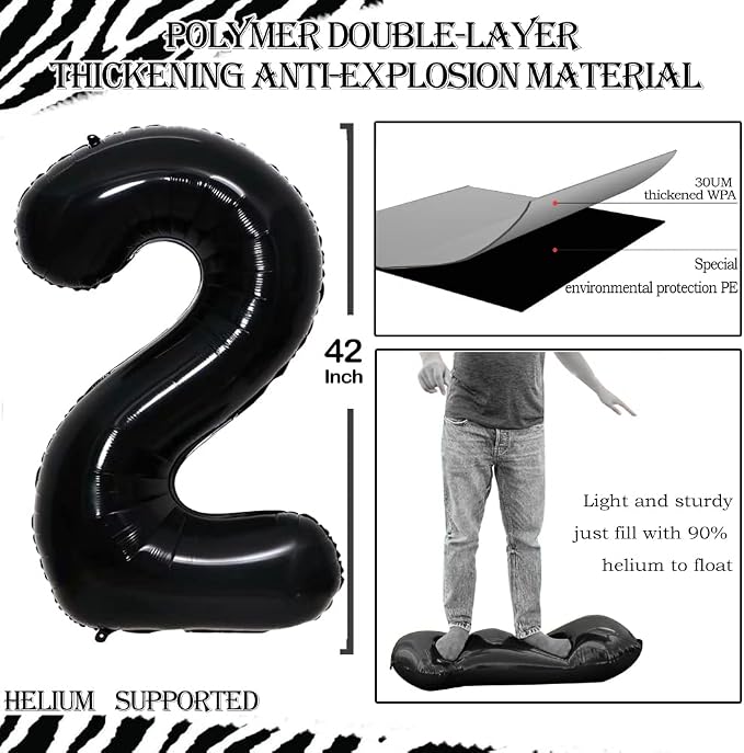 42 Inch 2026 Black Foil Number Balloons - Image 5