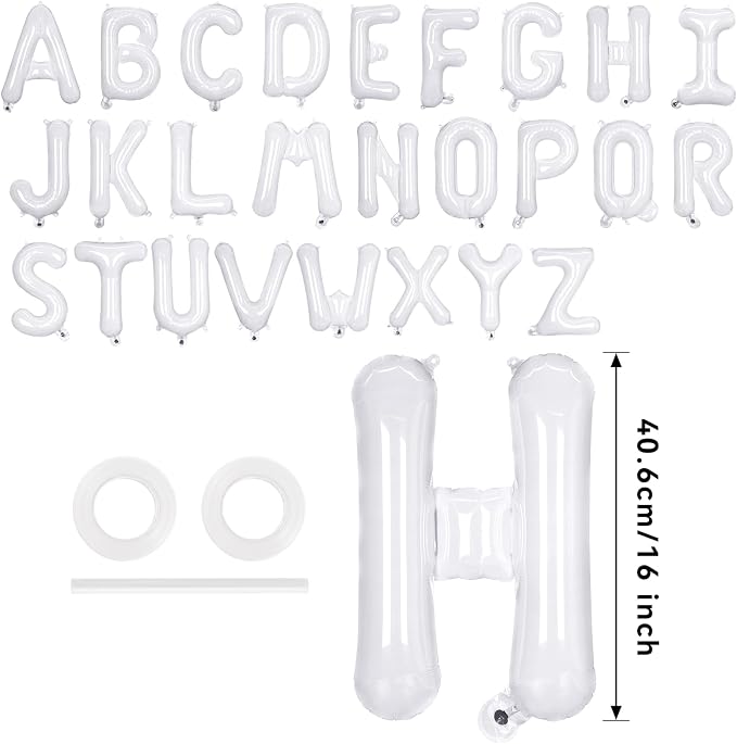 26 Pcs White Letter Balloons, 16 Inch Foil Alphabet Letter Balloons, Letter A-Z - Image 2