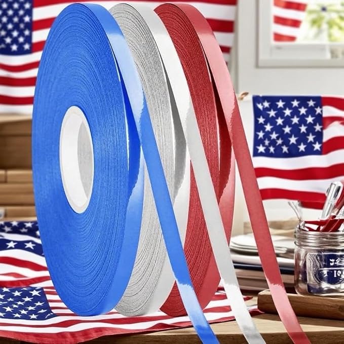 3 Rolls Patriotic Ribbon, 4th of July Curling Ribbon - Image 2