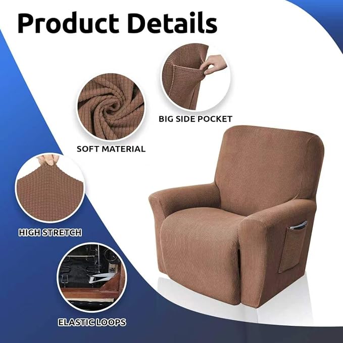 Recliner Chair Covers, 1-Piece Lazy Boy Recliner Covers, Camel | Washable - Image 7