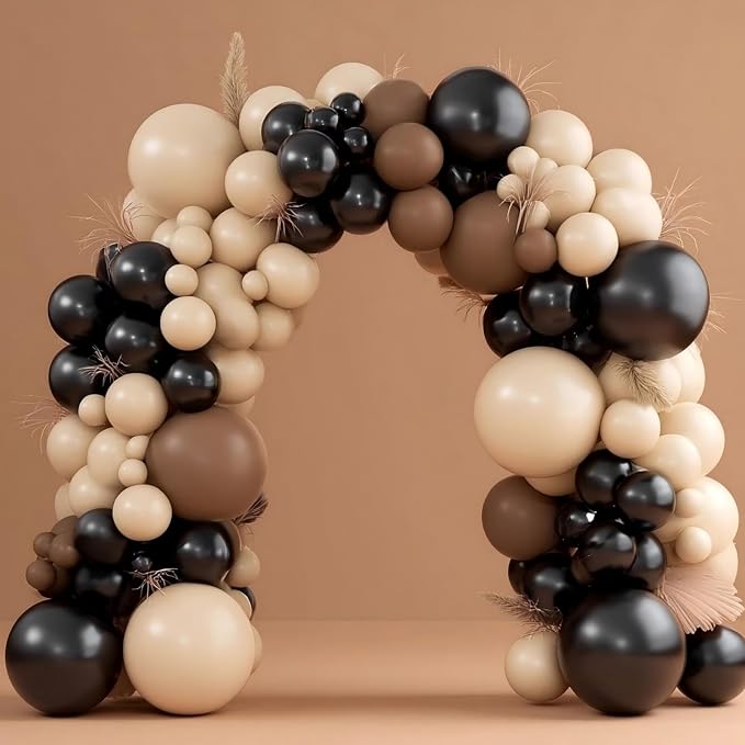 160Pcs Black Brown Nude Balloon Garland Arch Kit Dark Brown Nude Tan Black by Unknown