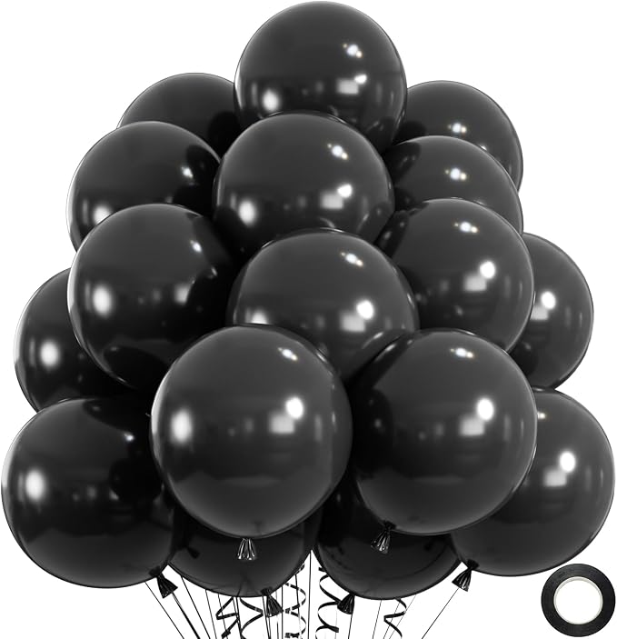 50pcs Black Balloons, 12inch Helium Quality Black Latex Balloons | Balloons by ZizasAry